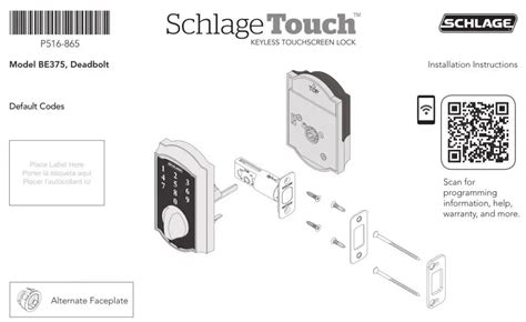 schlage touch screen instructions